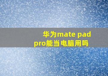 华为mate pad pro能当电脑用吗